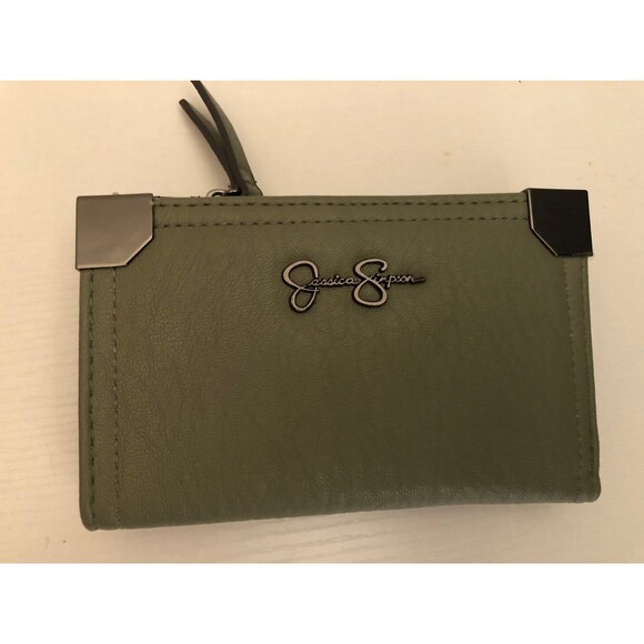 Jessica Simpson Signature Wallet -Gray w/Corner Accent - Snap Closure w/Coin Zip - Picture 1 of 6